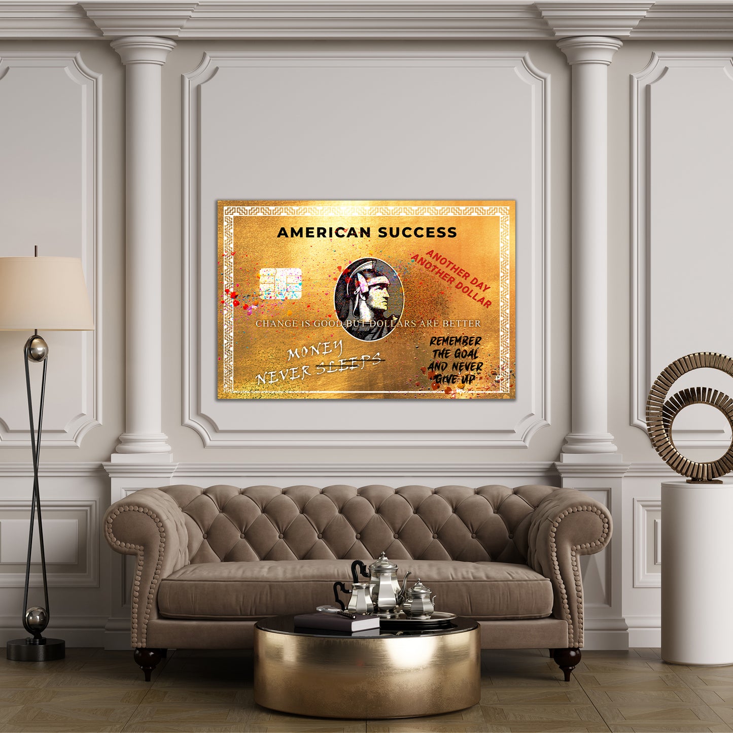 Wandbild Kunstwerk American Success Gold Style