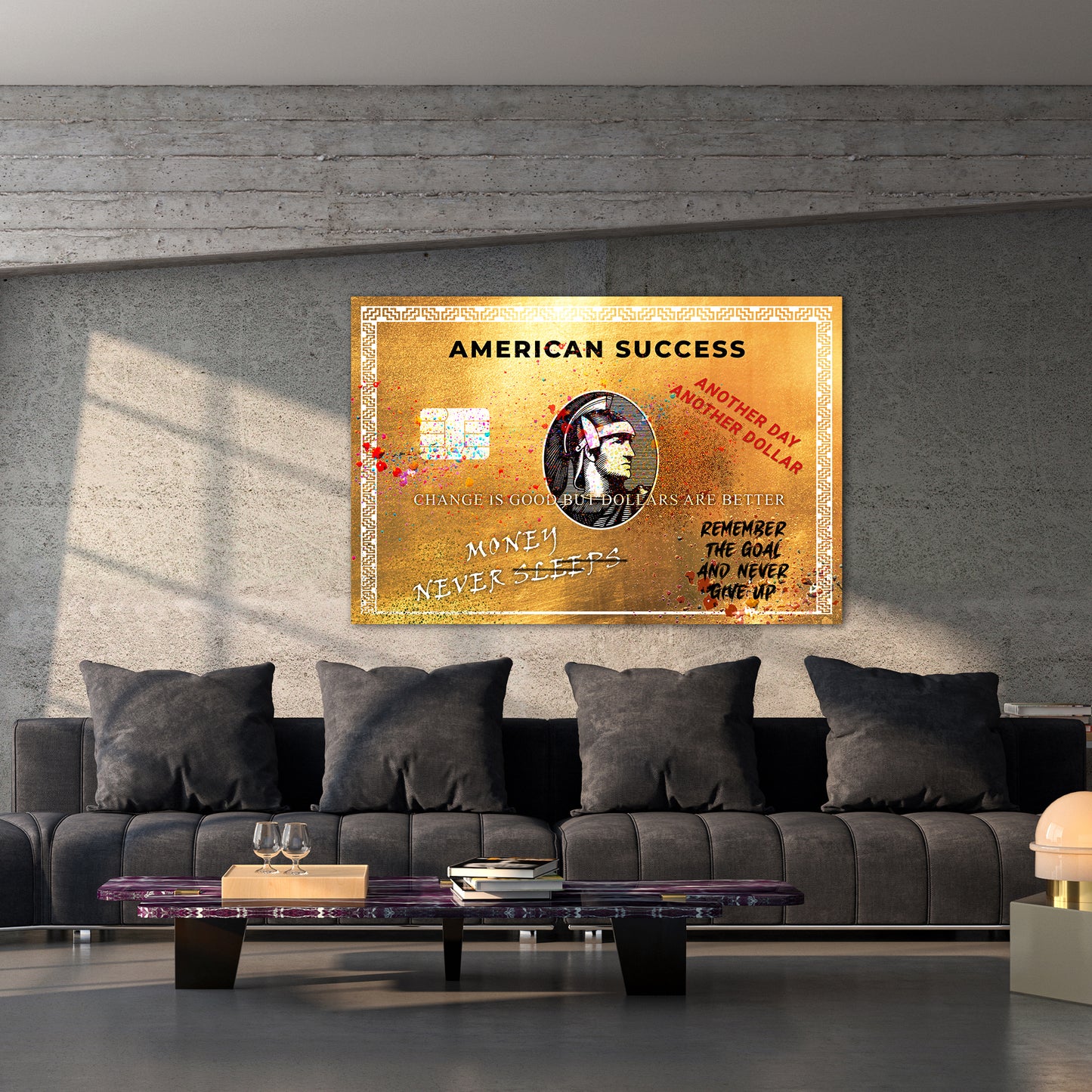 Wandbild Kunstwerk American Success Gold Style