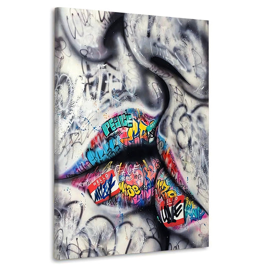 Wandbild Kunstwerk Lippen Pop Art