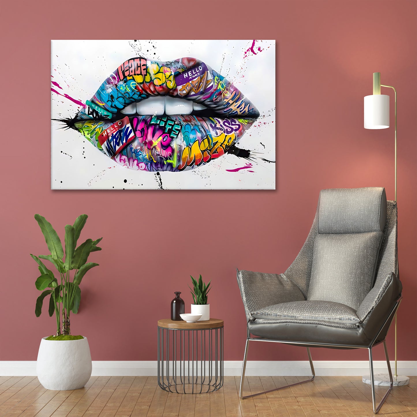 Wandbild Kunstwerk Lippen Street Art Lips, Pop Art