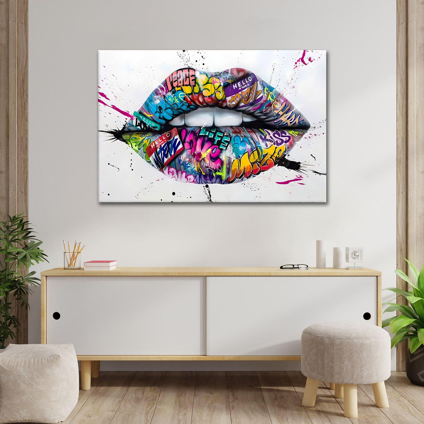 Wandbild Kunstwerk Lippen Street Art Lips, Pop Art