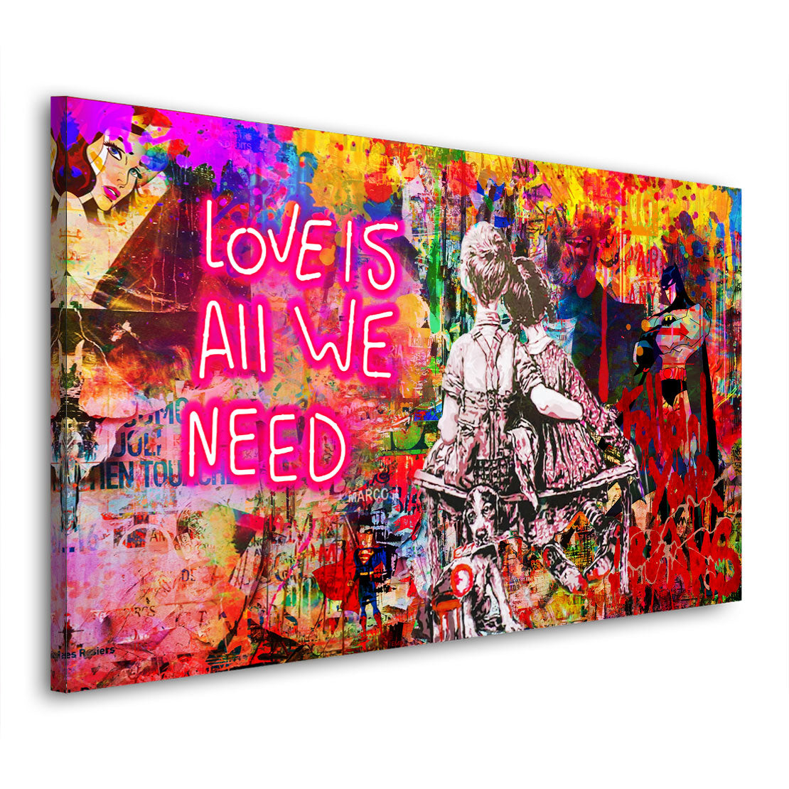 Wandbild Kunstwerk Love Is All We Need, Street Art Style, Pop Art