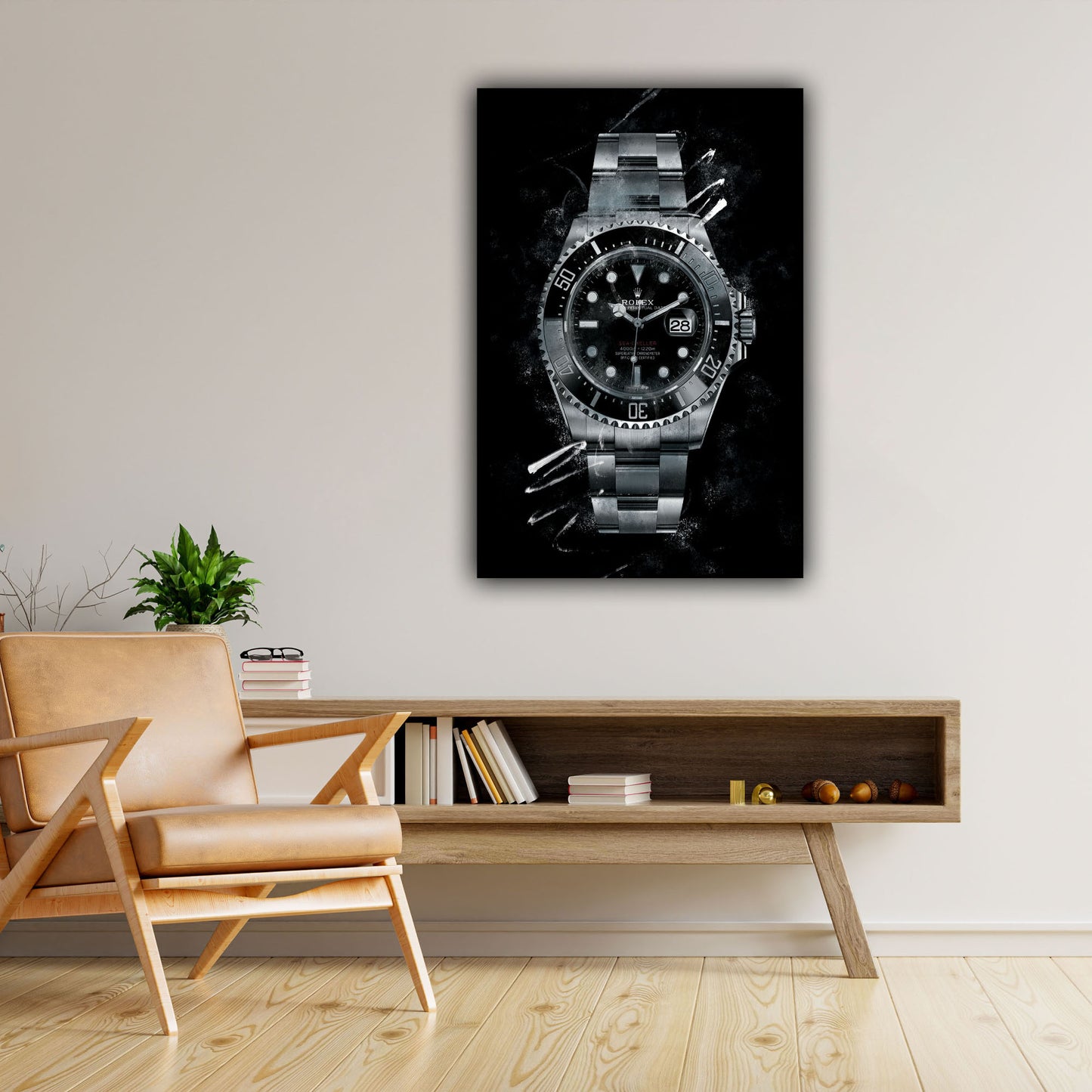 Wandbild Kunstwerk Luxus Armbanduhr Black Style, Pop Art