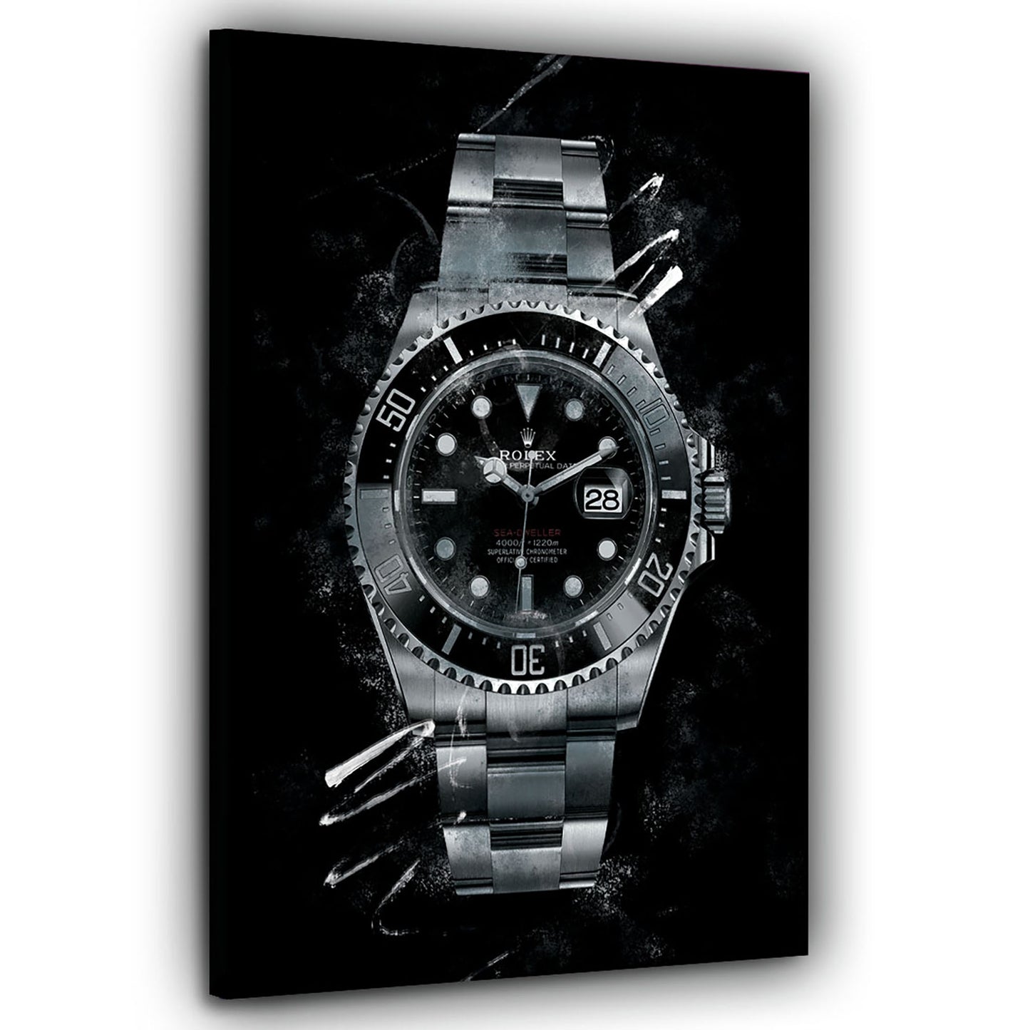 Wandbild Kunstwerk Luxus Armbanduhr Black Style, Pop Art