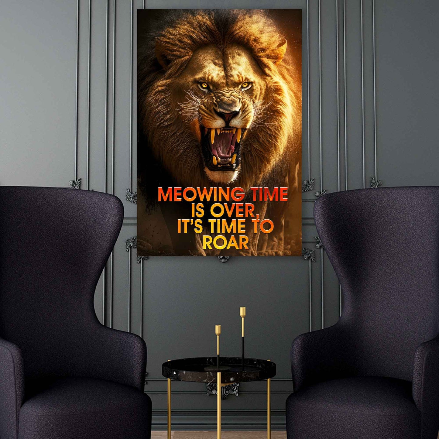 Wandbild Kunstwerk Motivation Löwe TIME TO ROAR