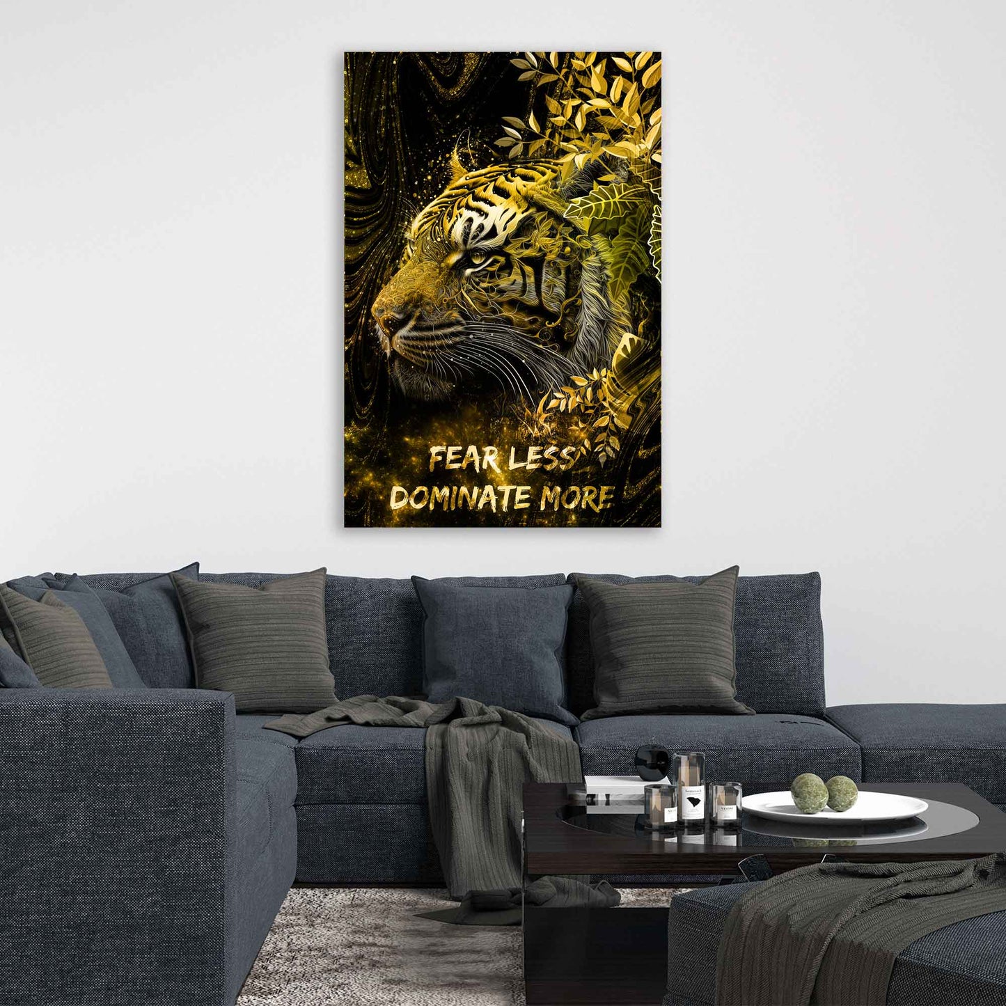 Wandbild Kunstwerk Motivation Tiger Fearless