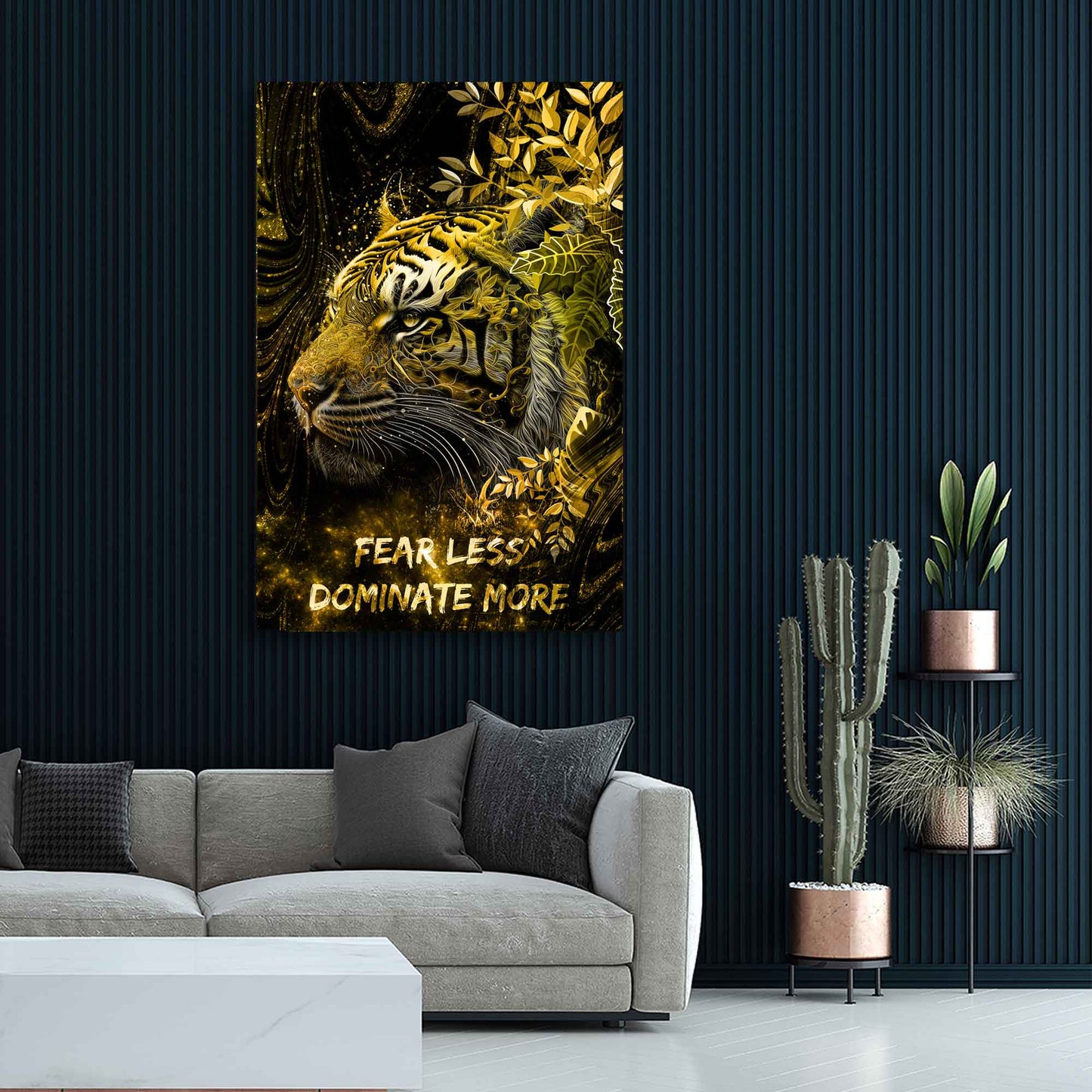 Wandbild Kunstwerk Motivation Tiger Fearless