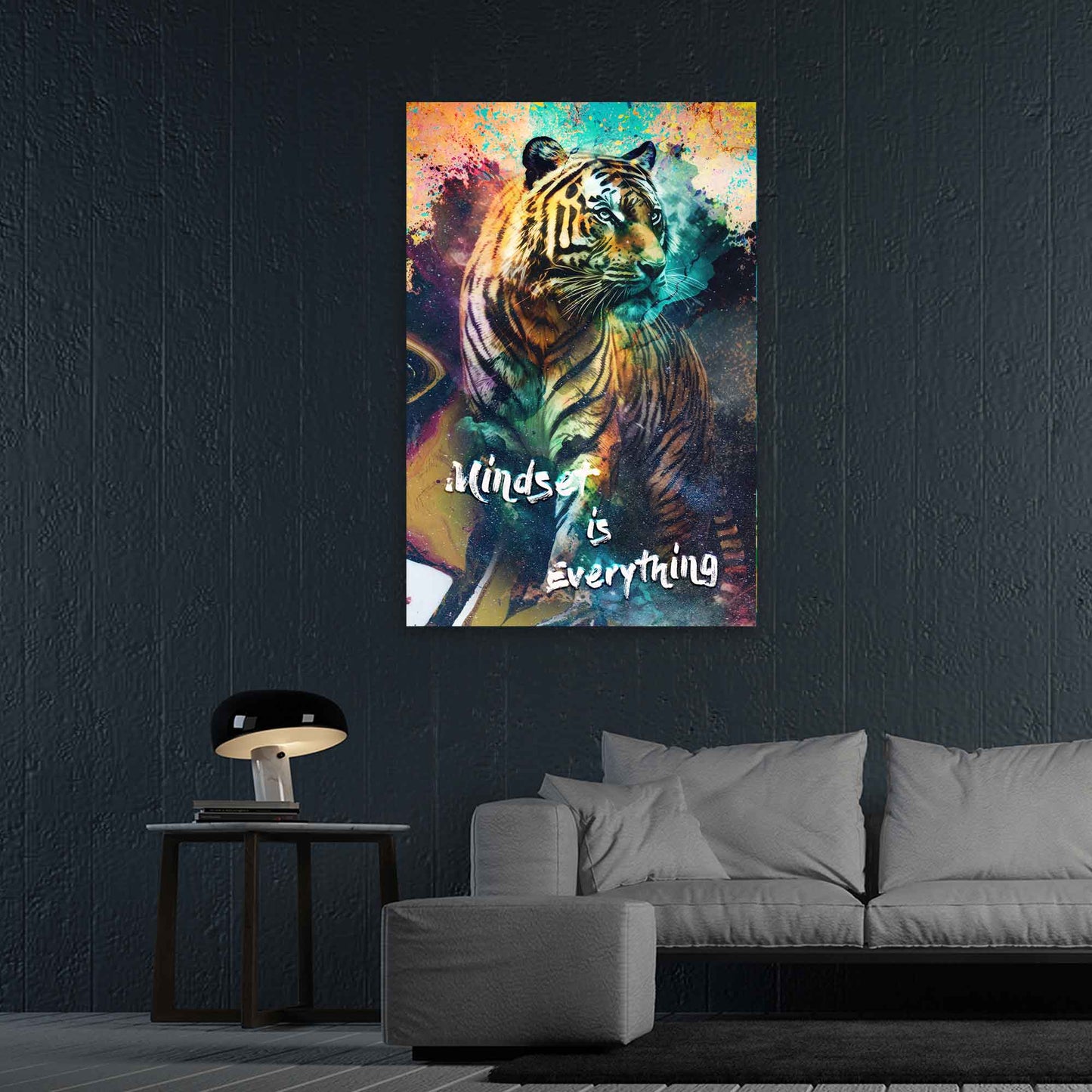 Wandbild Kunstwerk Motivation Tiger Mindset Is Everything