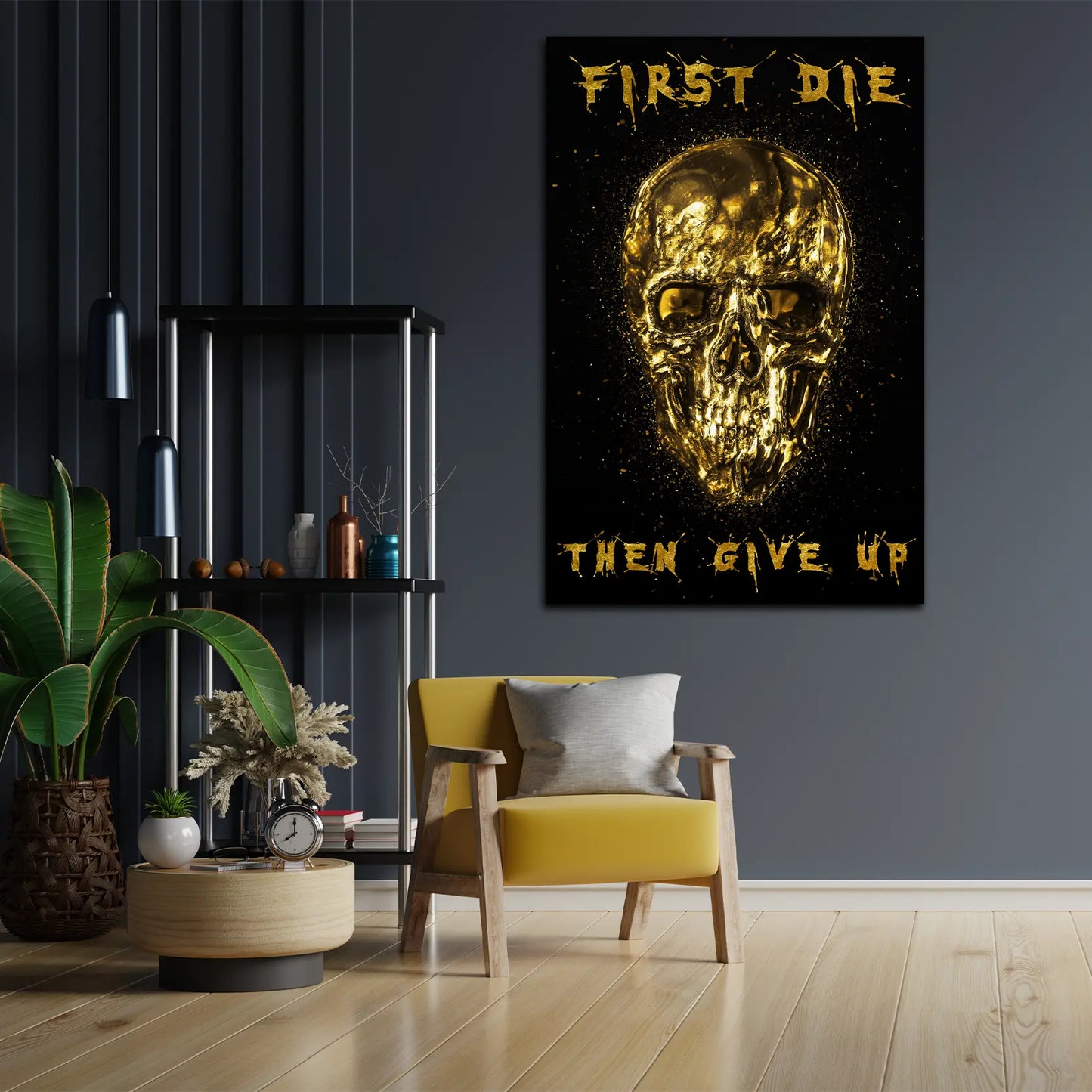 Wandbild Kunstwerk Motivation Totenkopf Abstract Style