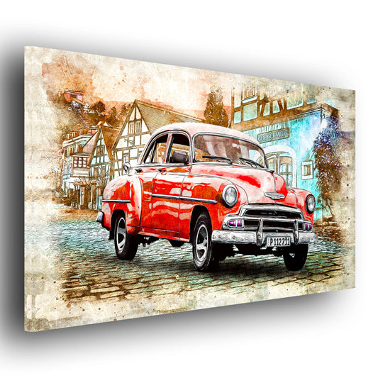 Wandbild Kunstwerk Chevrolet Classic Red Style Oldtimer