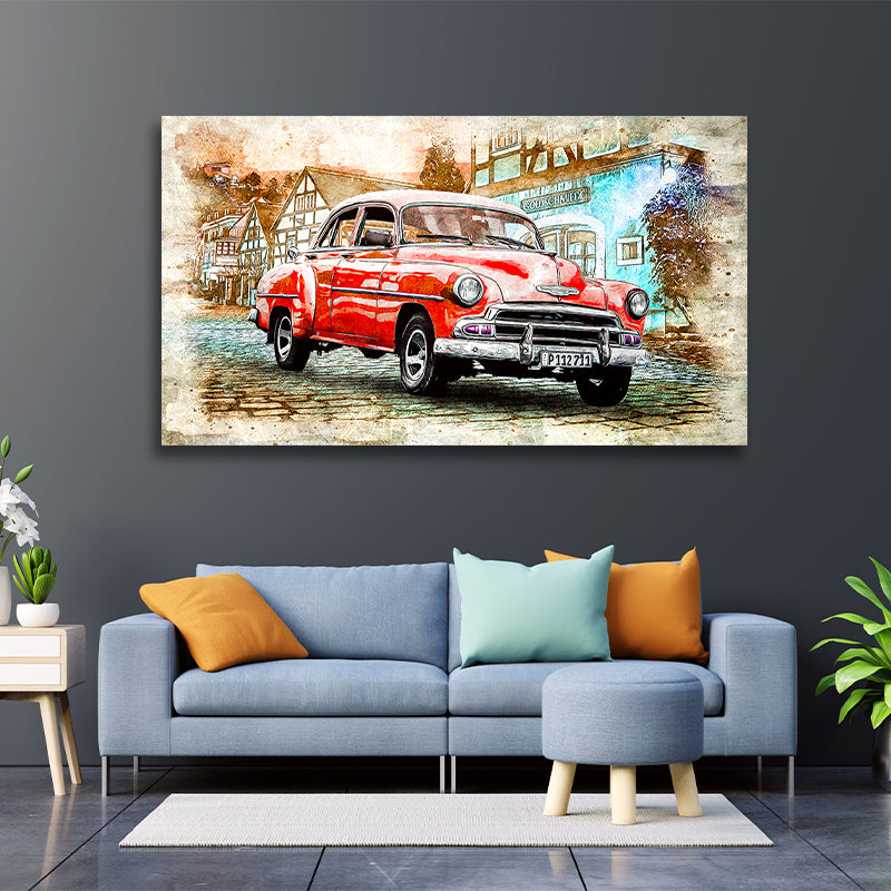 Wandbild Kunstwerk Chevrolet Classic Red Style Oldtimer