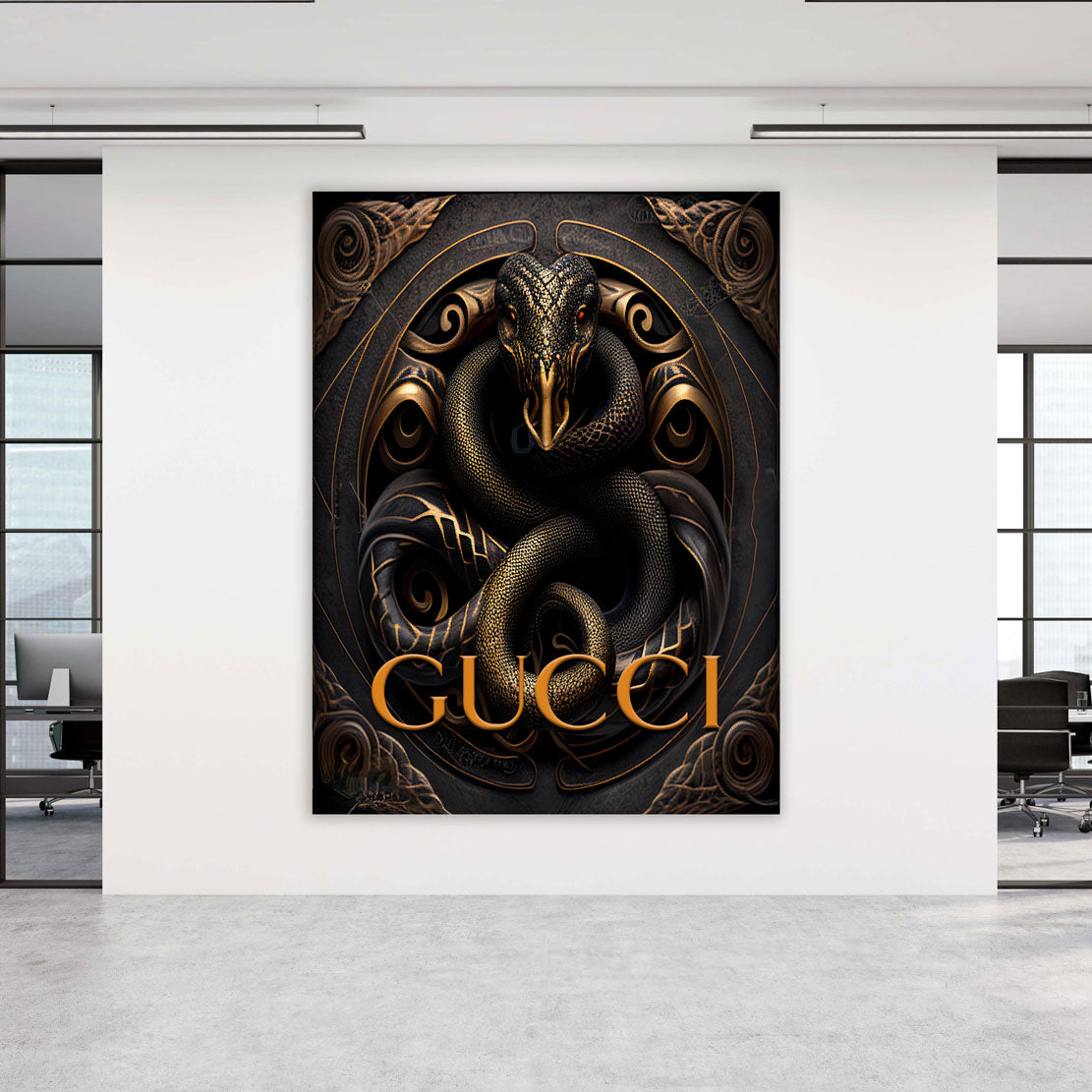 Wandbild Kunstwerk Snake Gold Abstract