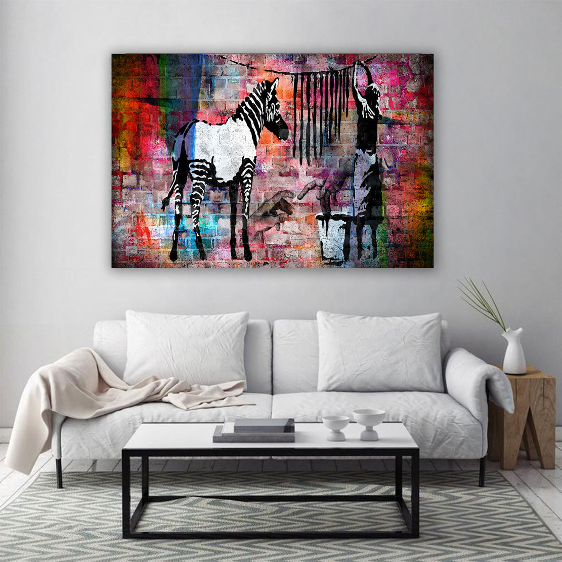 Wandbild Kunstwerk Street Art Zebra Abstract Colour Edition