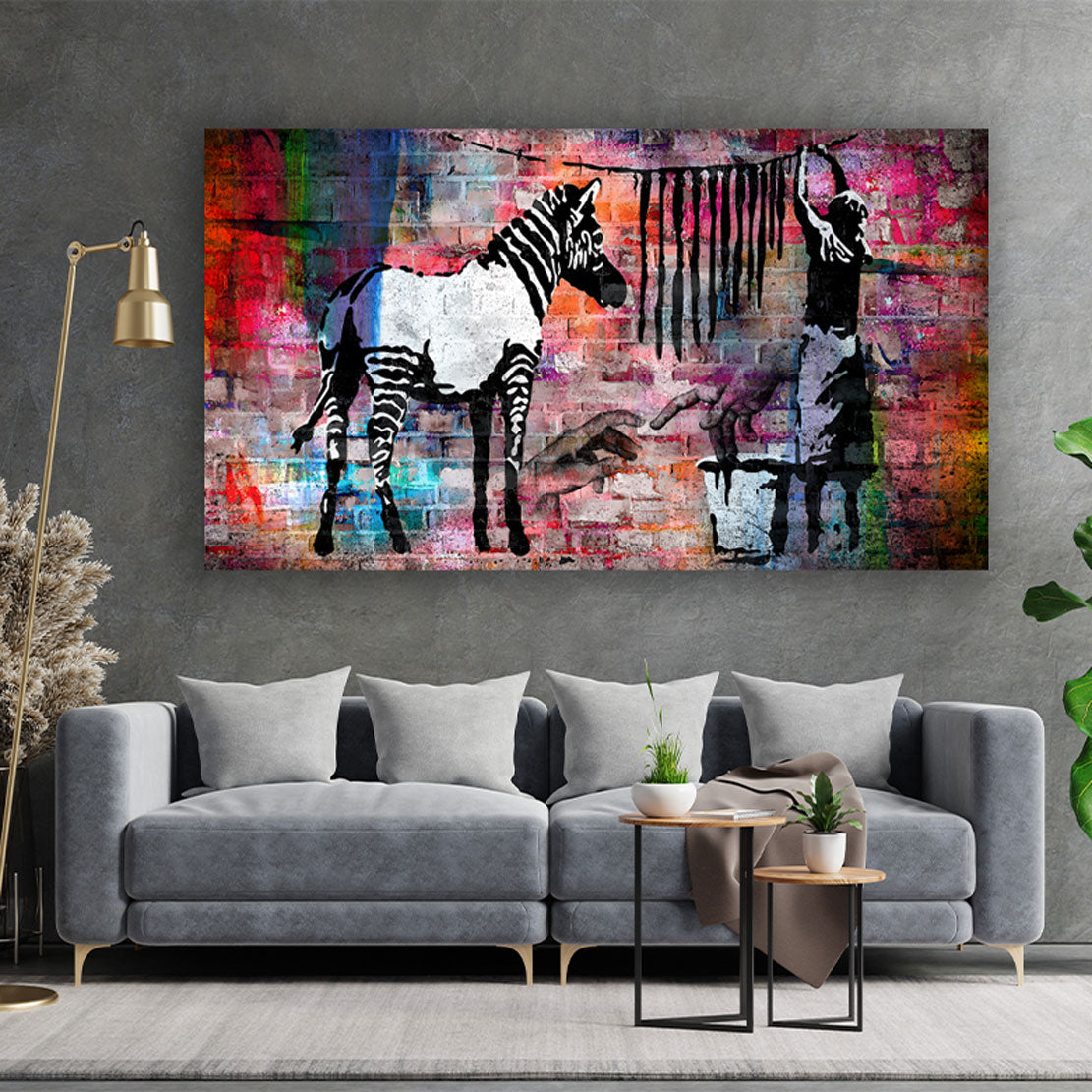 Wandbild Kunstwerk Street Art Zebra Colour Edition