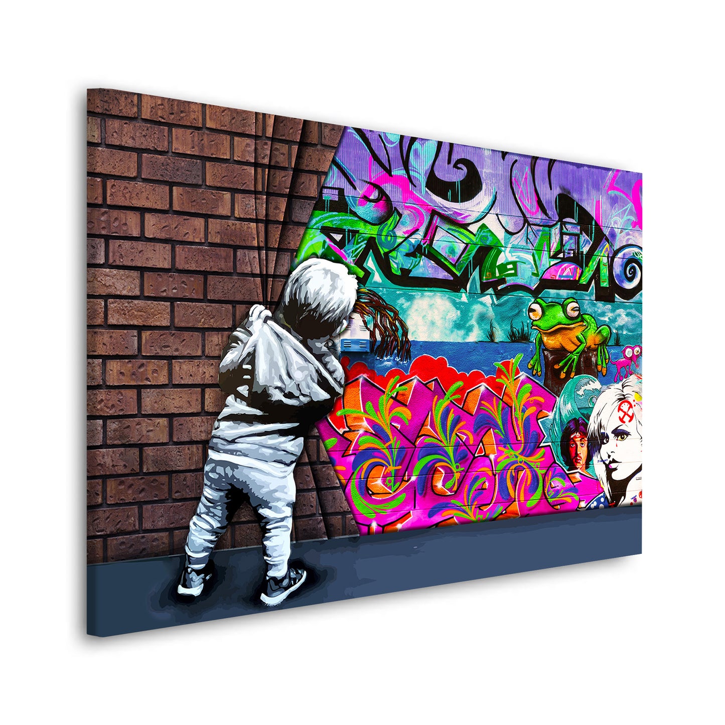 Wandbild Kunstwerk Wand mit Junge Street Art Colour, Pop Art