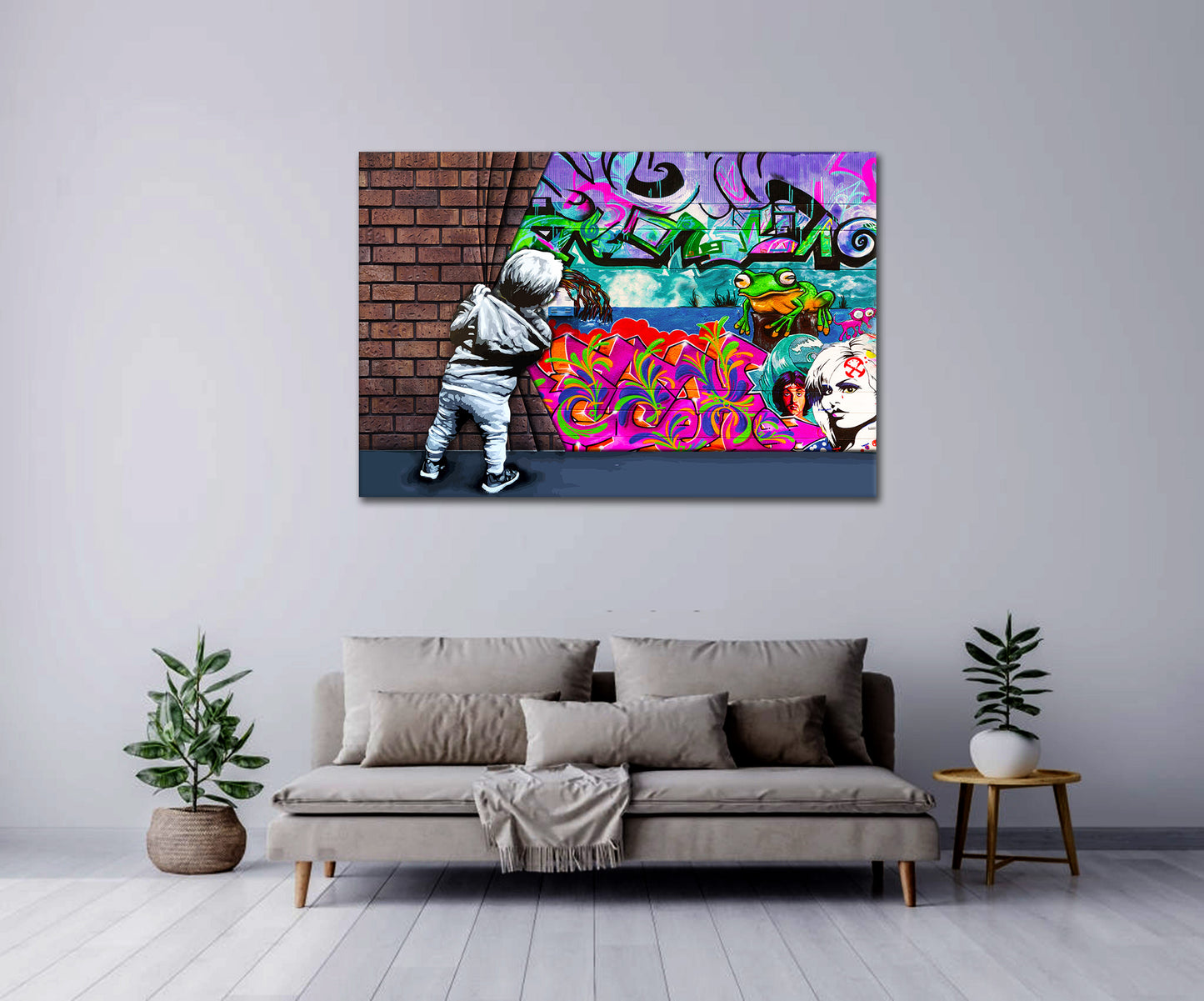 Wandbild Kunstwerk Wand mit Junge Street Art Colour, Pop Art