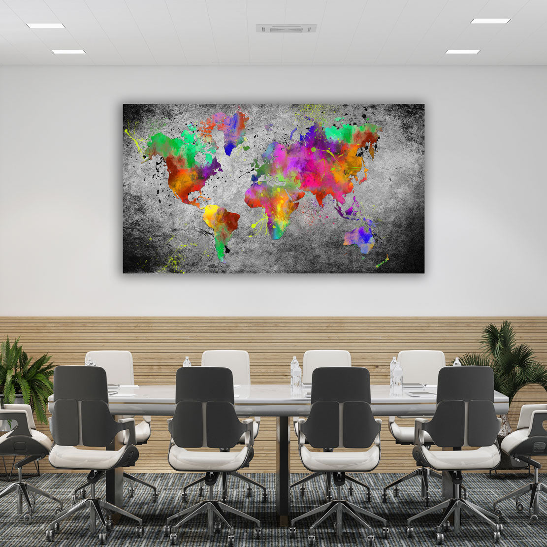 Wandbild Kunstwerk Weltkarte Pop Art Abstract Splash Edition