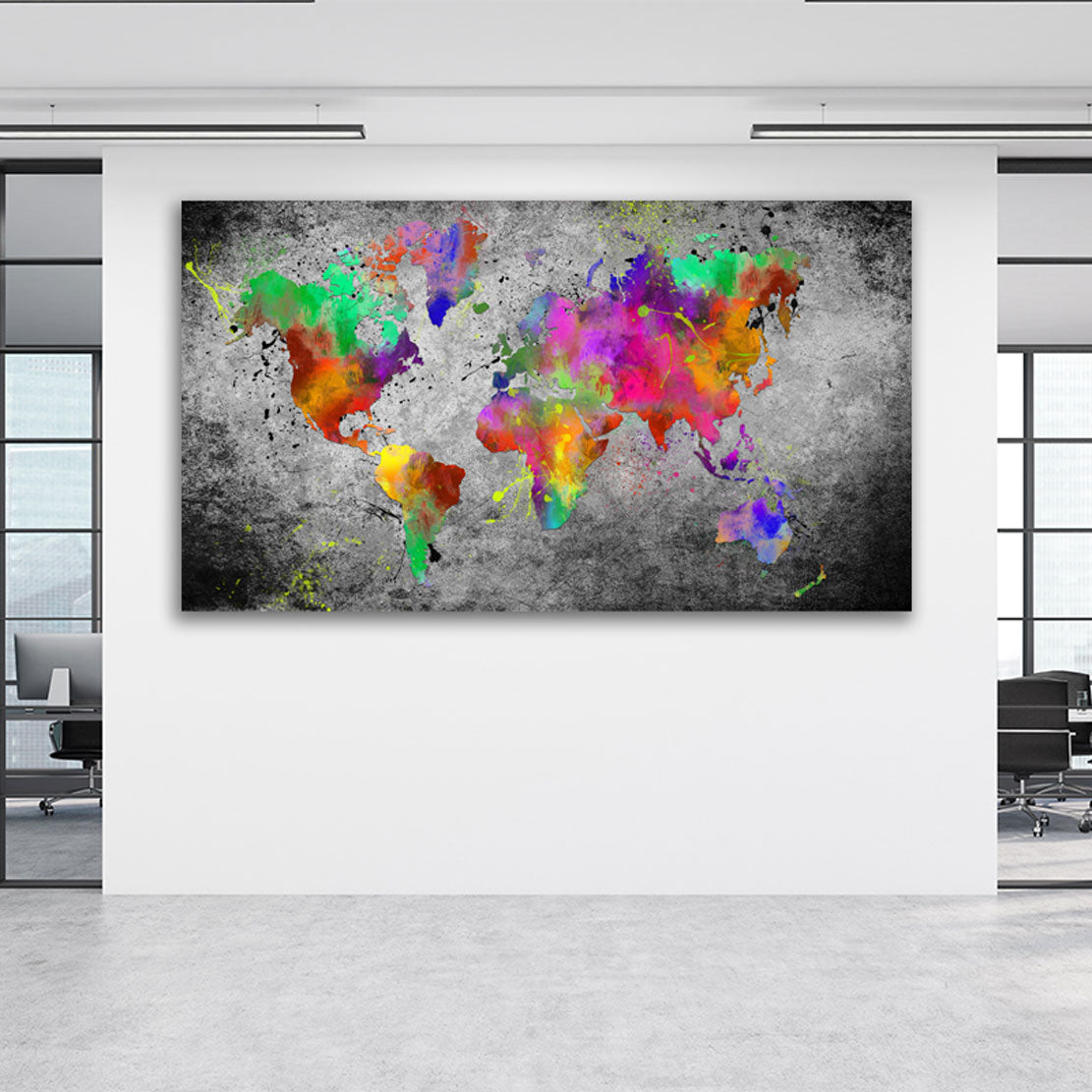 Wandbild Kunstwerk Weltkarte Pop Art Abstract Splash Edition