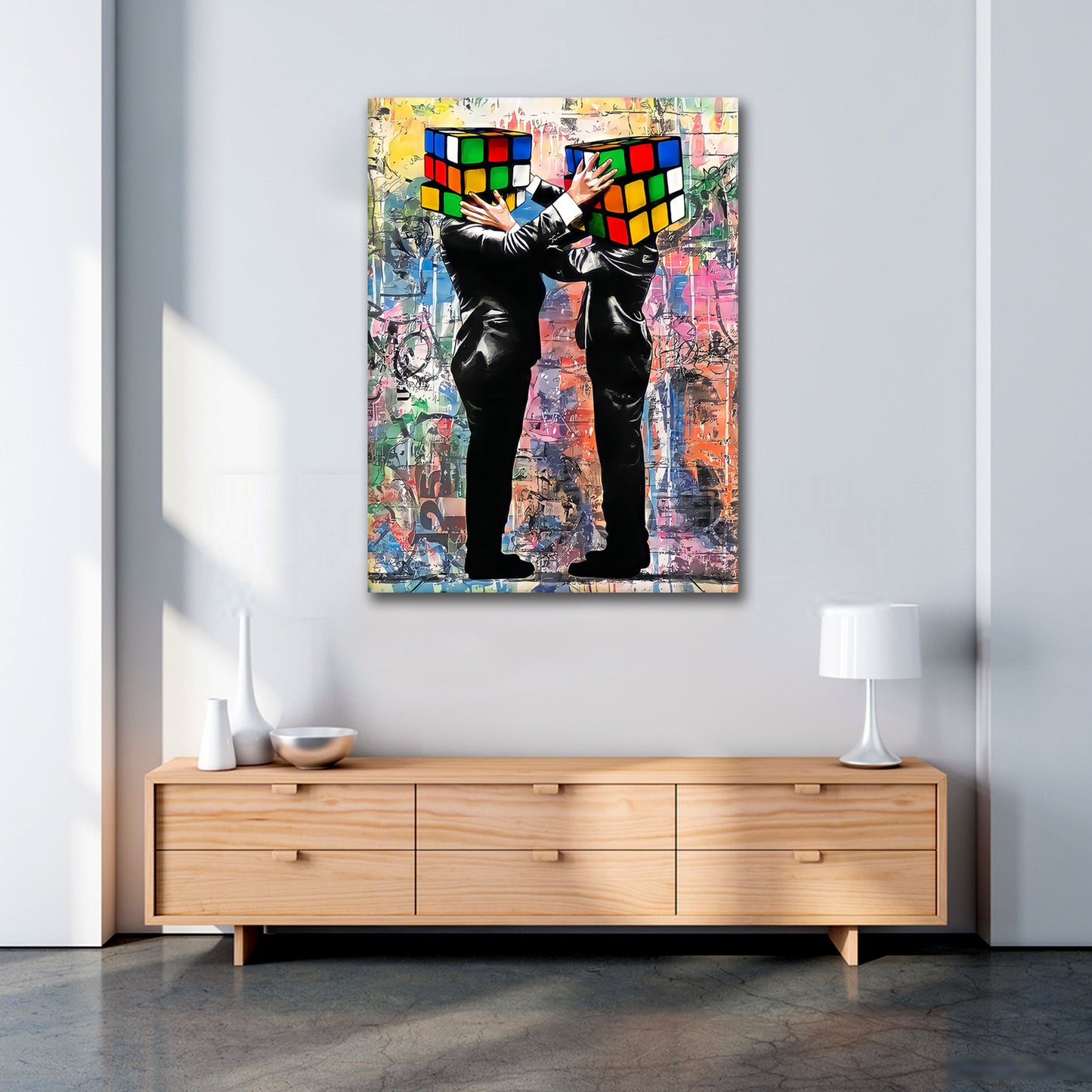 Wandbild Kunstwerk Zauberwürfel abstrakt Pop Art