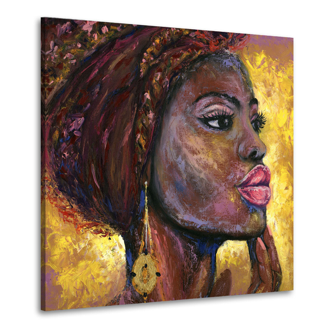 Wandbild Kunstwerk abstrakt afrikanische Frau, Women Yellow Style