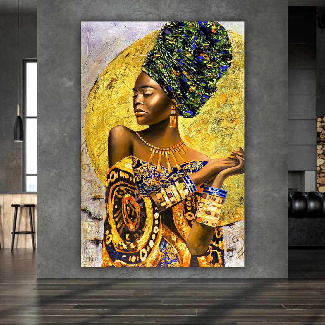 Wandbild Kunstwerk afrikanische Frau African Style Gold Edition