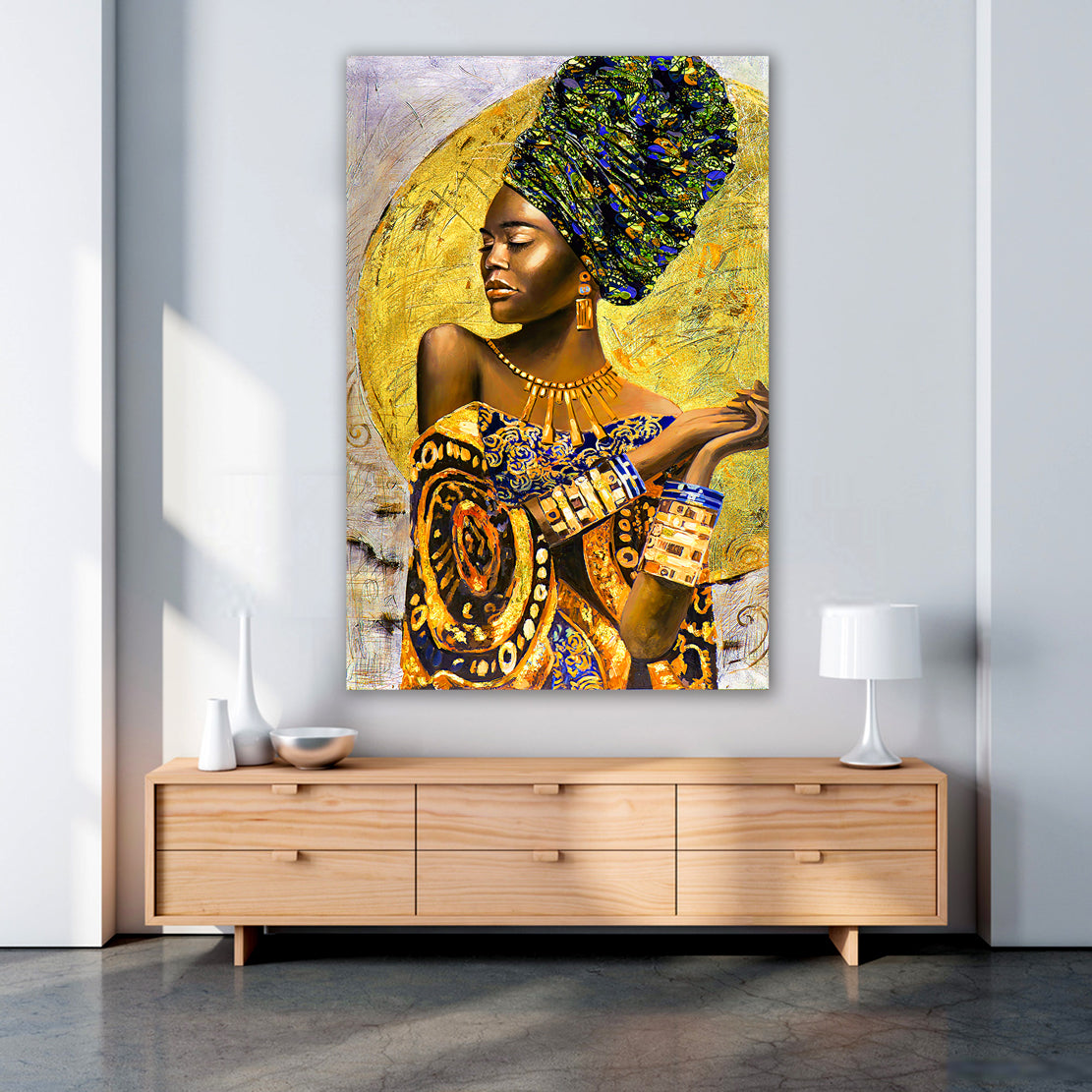 Wandbild Kunstwerk afrikanische Frau African Style Gold Edition