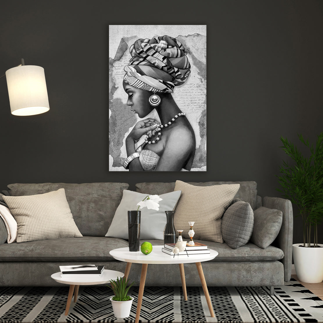 Wandbild Kunstwerk afrikanische Frau Beautiful Woman schwarz weiß