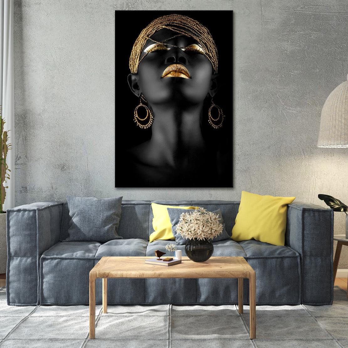 Wandbild Kunstwerk afrikanische Frau Black Women Gold Style