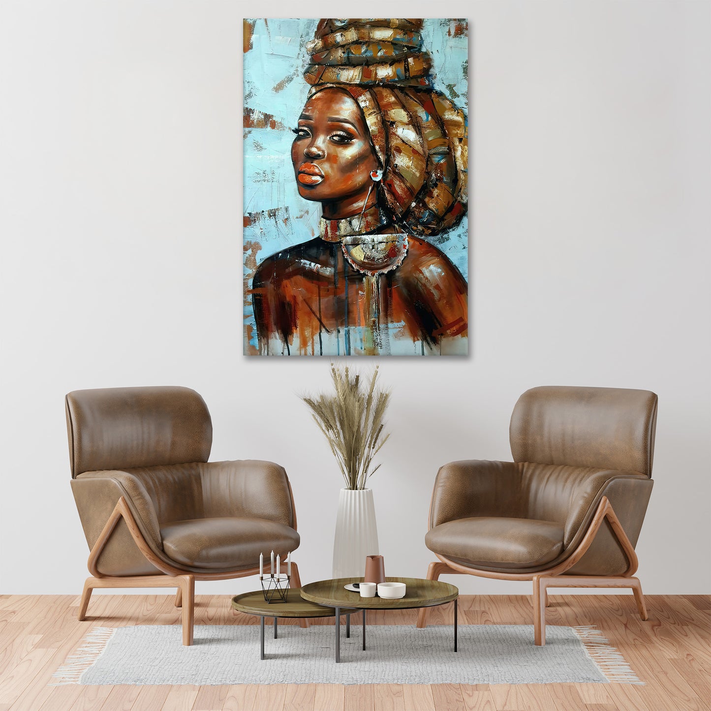 Wandbild Kunstwerk afrikanische Frau Colour Blue, Abstract