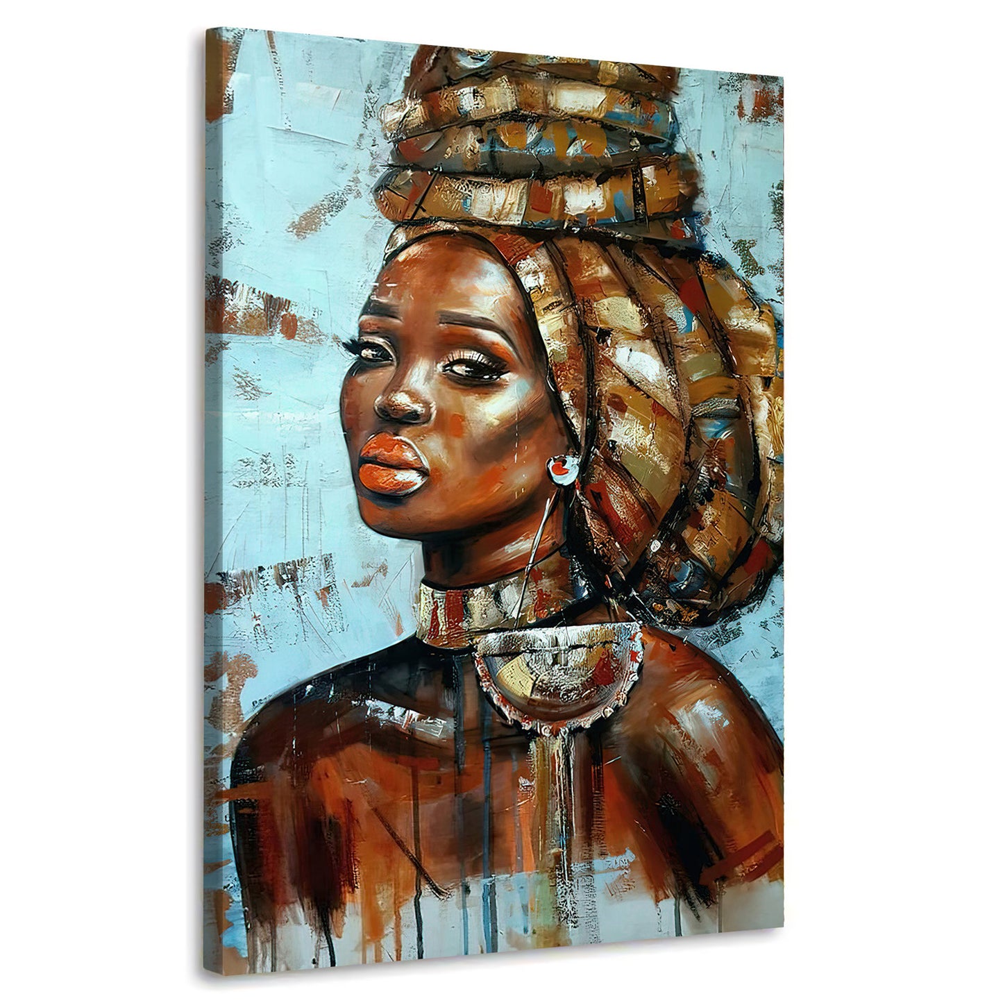 Wandbild Kunstwerk afrikanische Frau Colour Blue, Abstract