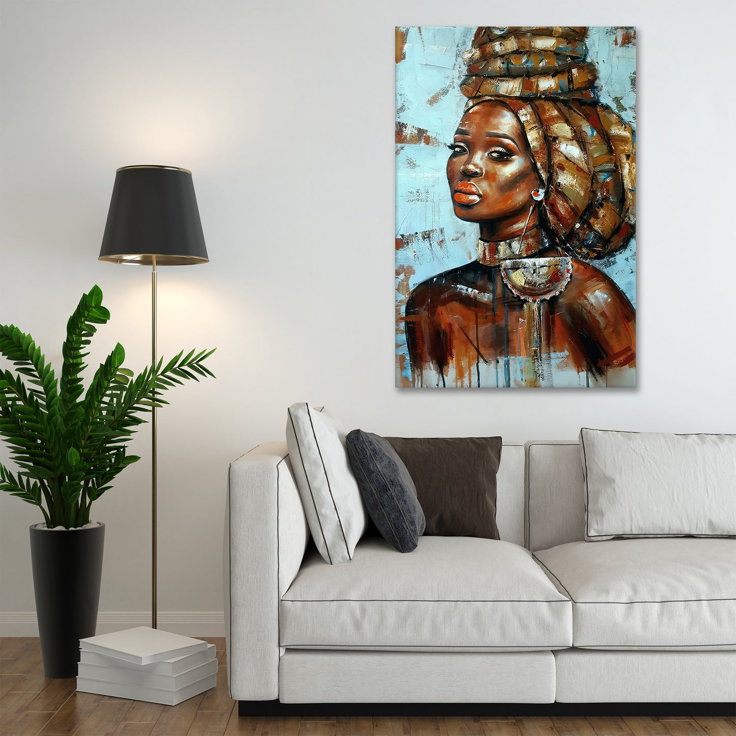 Wandbild Kunstwerk afrikanische Frau Colour Blue, Abstract