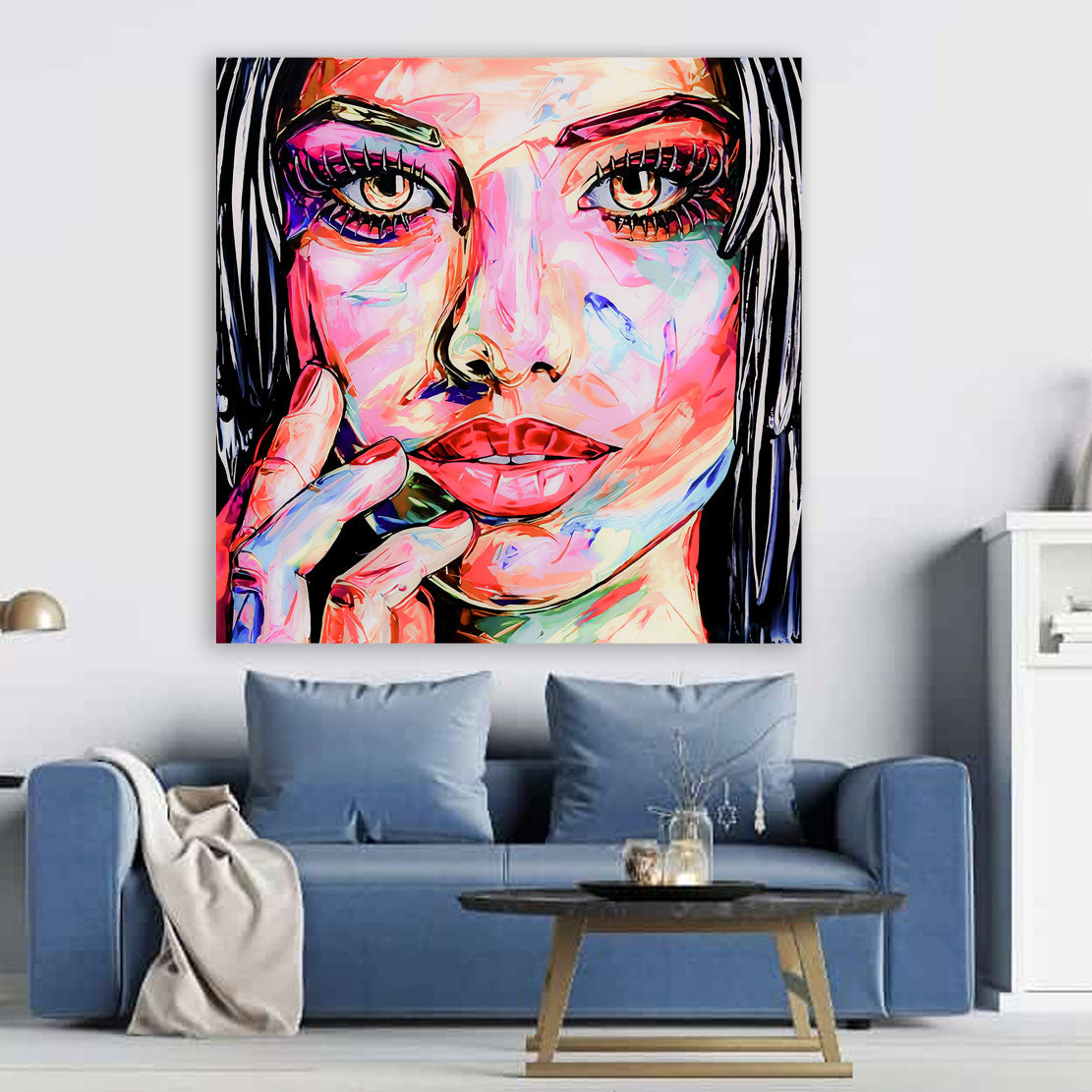 Wandbild Kunstwerk erotisch Lippen Frau Beautiful Face Pop Art