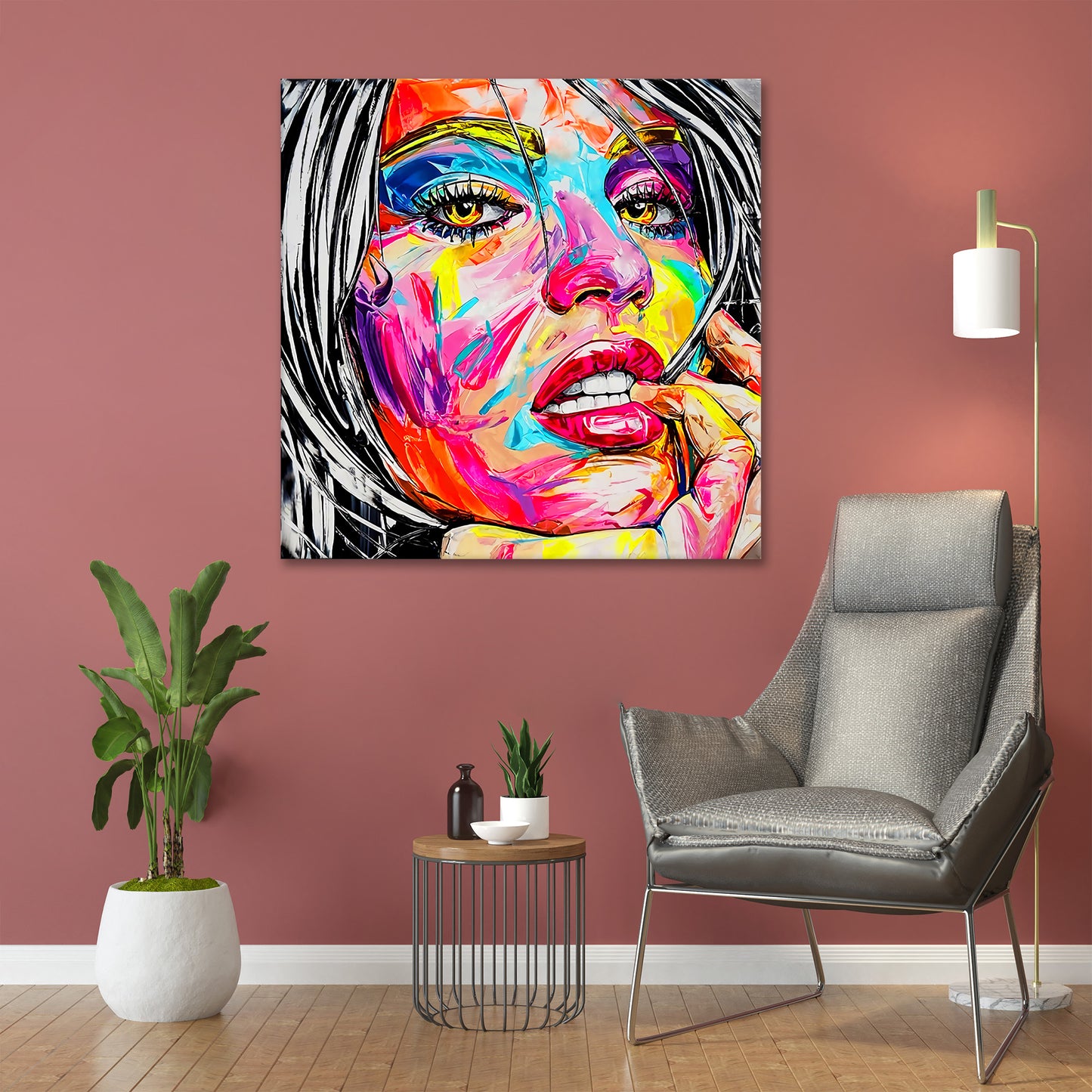 Wandbild Kunstwerk Lippen Frau Pop Art Colour