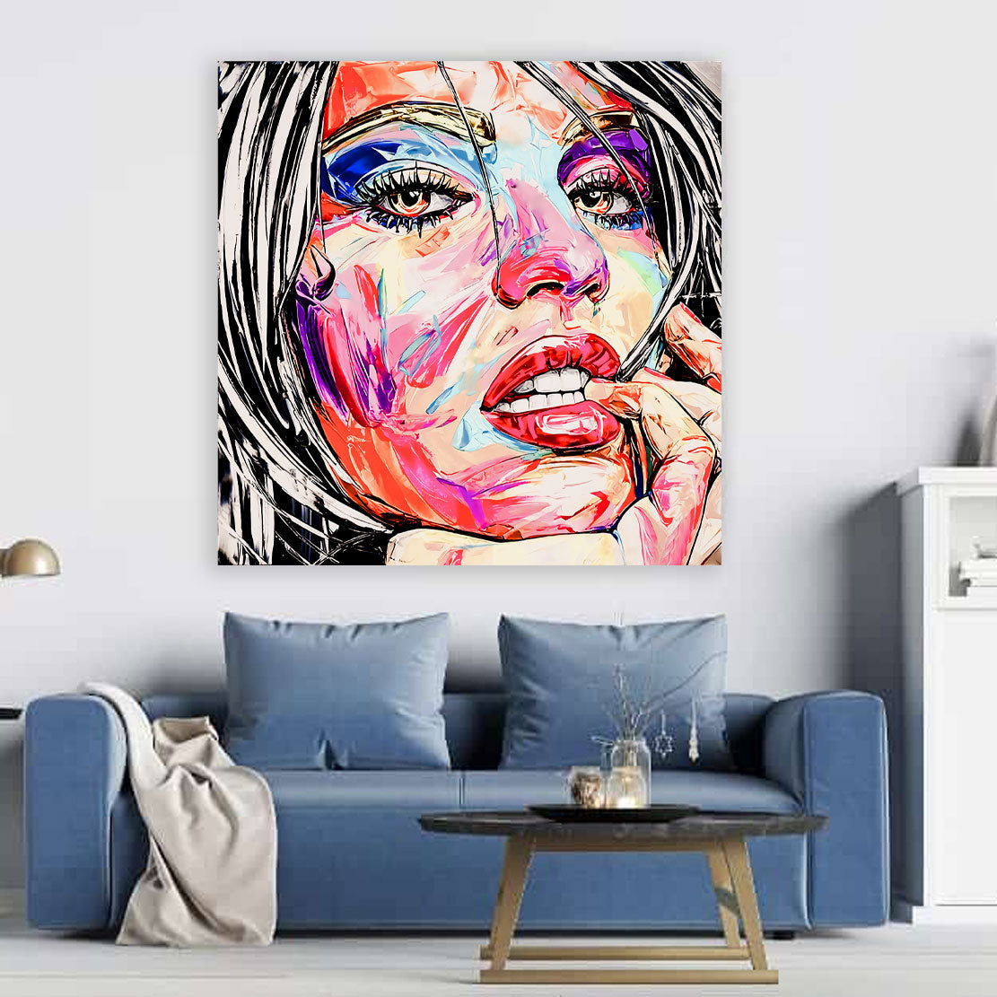 Wandbild Kunstwerk erotisch Lippen Frau Pop Art