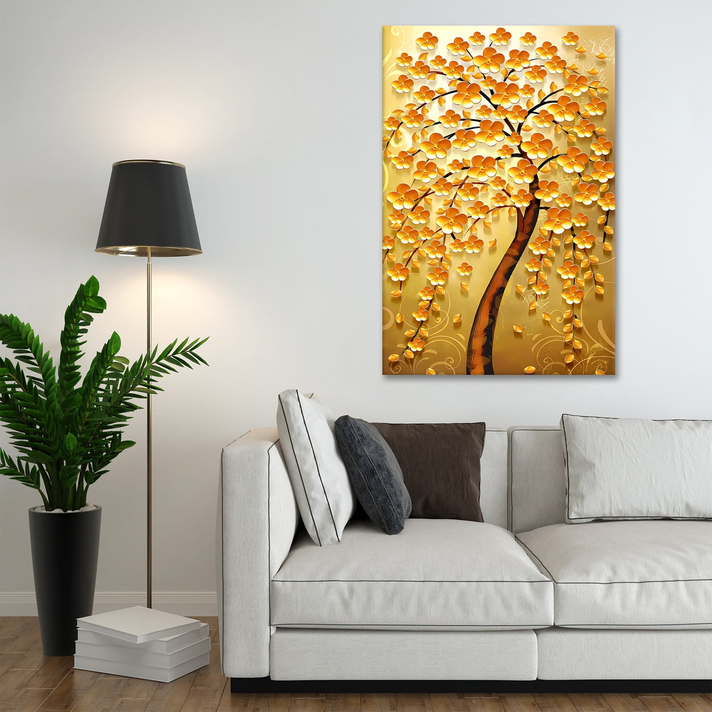 Wandbild Kunstwerk goldener Baum , Golden Tree Abstrakt, Natur