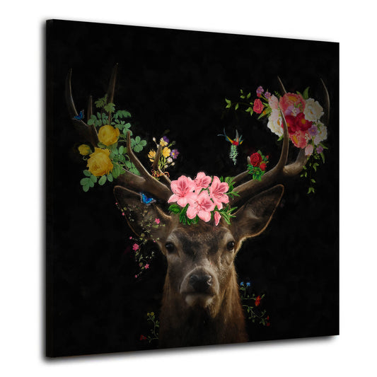 Wandbild Kunstwerk Hirsch Flower Style Abstrakt